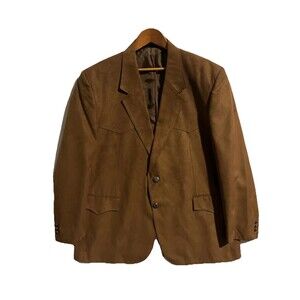 CCC Western Wear Men’s Camel Blazer Micro Suede Pockets Lined Cowboy 46R